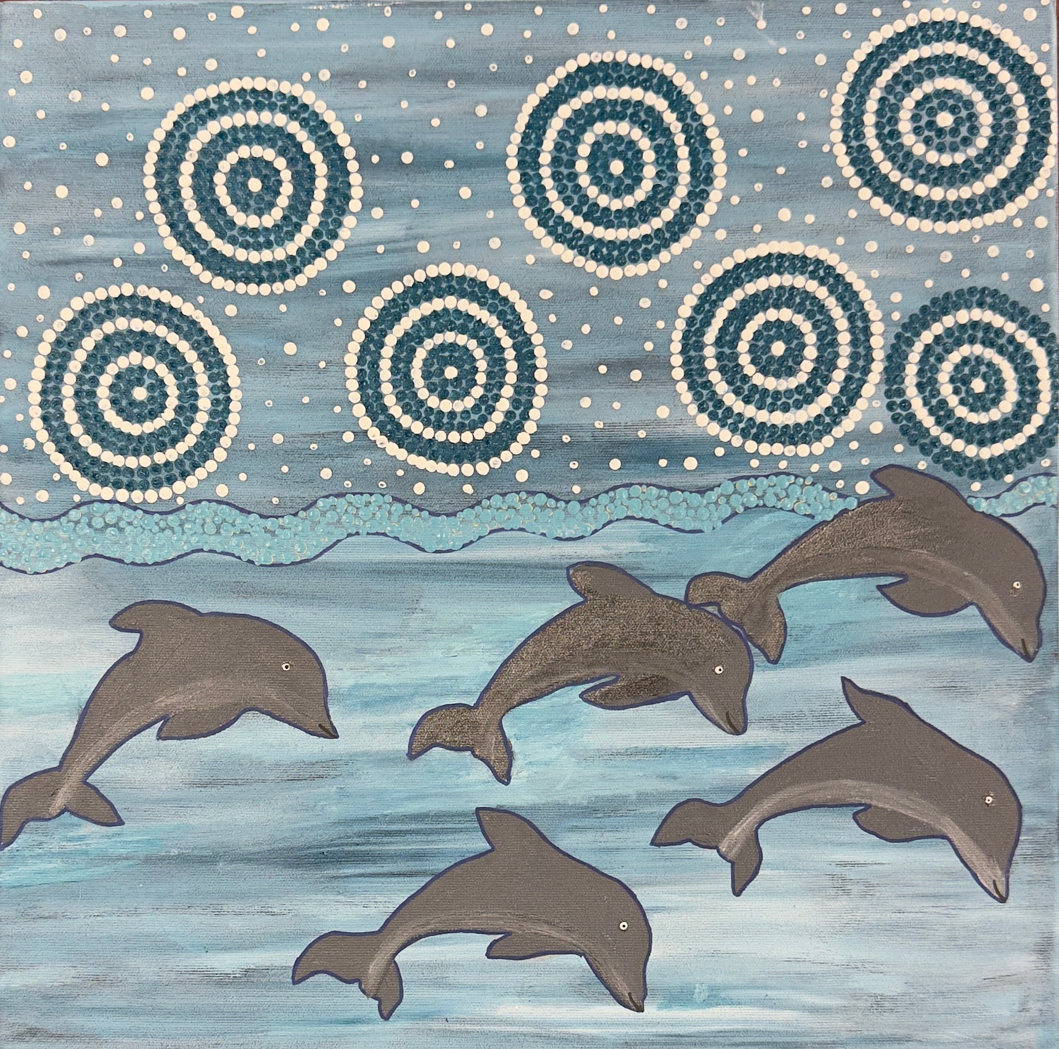 Dolphins Swimming and the Seven sisters in the Sky by Elizabeth (Annie) Walsh