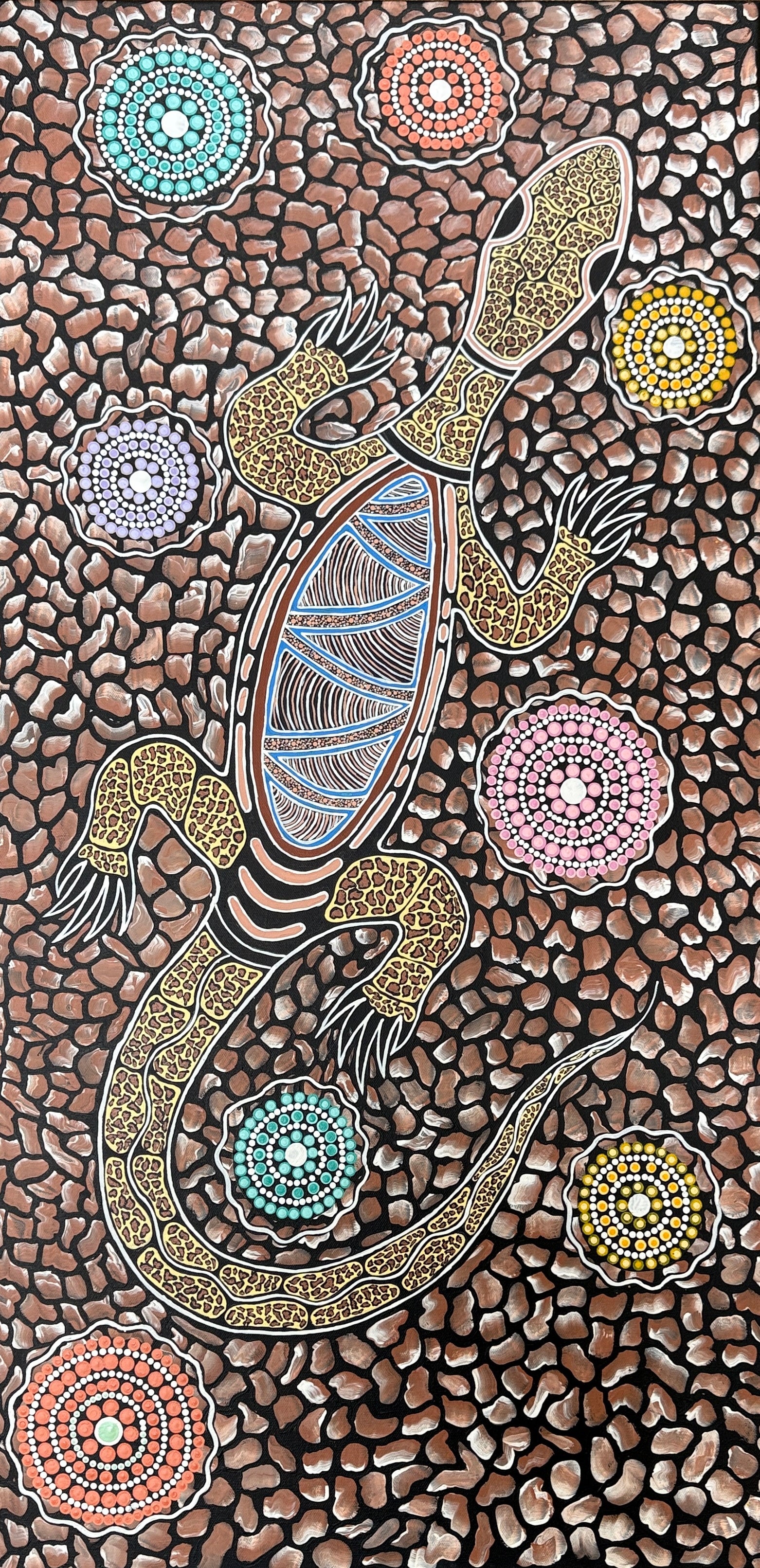 Goanna amongst the wildflowers by Peggy Walsh