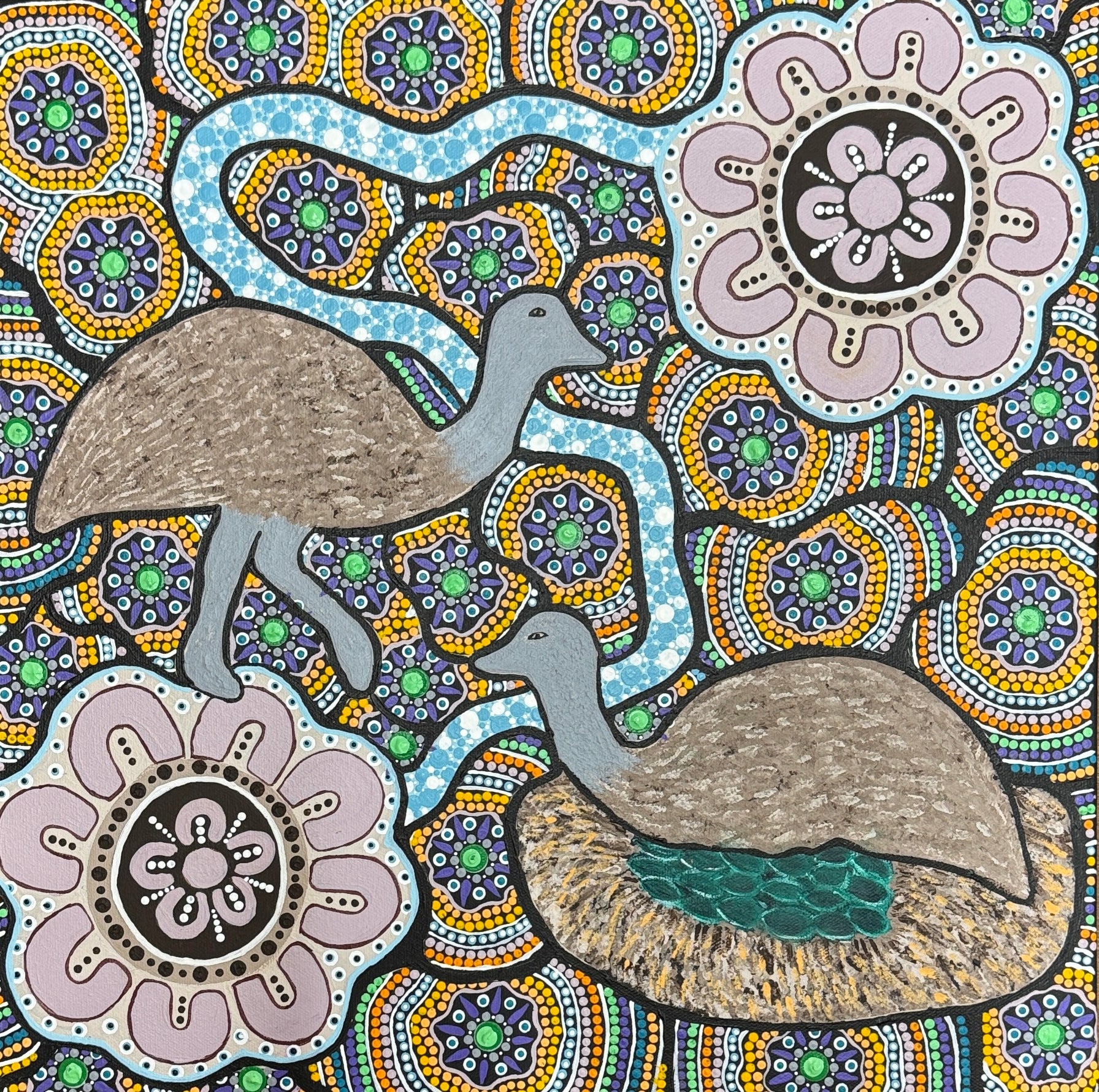 Family Groups Gathering for Emu Eggs by Peggy Walsh